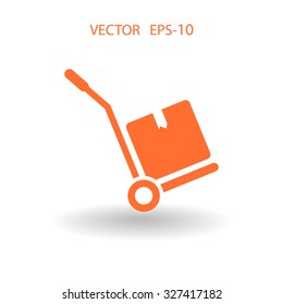 Flat long shadow Hand truck icon, vector illustration