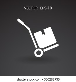 Flat long shadow Hand truck icon, vector illustration