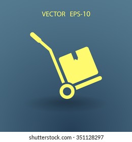 Flat long shadow Hand truck icon, vector illustration