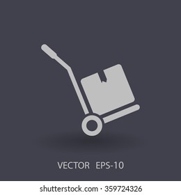 Flat long shadow Hand truck icon, vector illustration