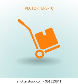 Flat long shadow Hand truck icon, vector illustration