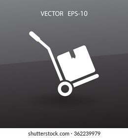 Flat long shadow Hand truck icon, vector illustration