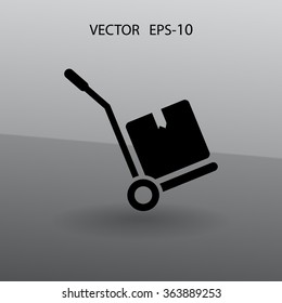 Flat long shadow Hand truck icon, vector illustration