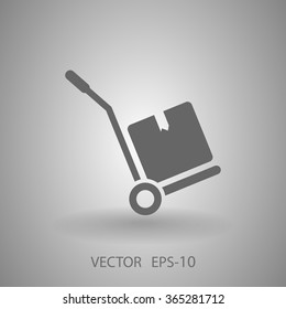 Flat long shadow Hand truck icon, vector illustration