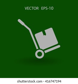 Flat long shadow Hand truck icon, vector illustration