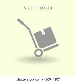 Flat long shadow Hand truck icon, vector illustration