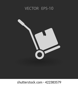 Flat long shadow Hand truck icon, vector illustration