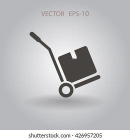 Flat long shadow Hand truck icon, vector illustration