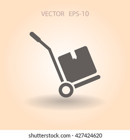 Flat long shadow Hand truck icon, vector illustration