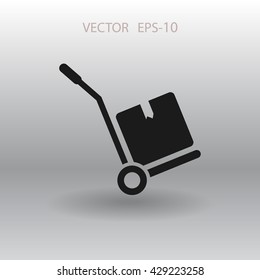 Icono de camión de mano con sombra plana, ilustración vectorial