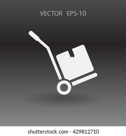 Flat long shadow Hand truck icon, vector illustration