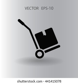 Icono de camión de mano con sombra plana, ilustración vectorial
