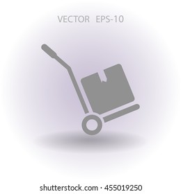 Flat long shadow Hand truck icon, vector illustration