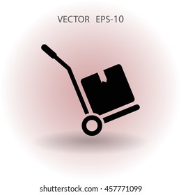 Flat long shadow Hand truck icon, vector illustration