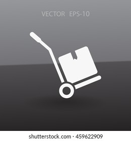 Icono de camión de mano con sombra plana, ilustración vectorial