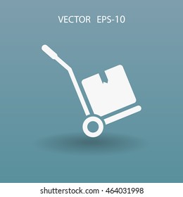 Flat long shadow Hand truck icon, vector illustration