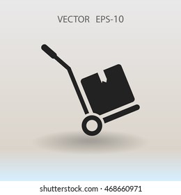 Flat long shadow Hand truck icon, vector illustration
