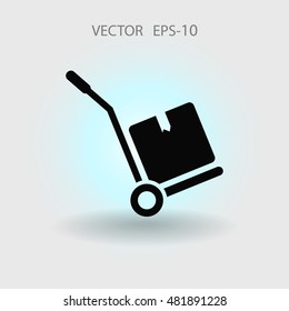 Flat long shadow Hand truck icon, vector illustration