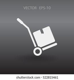 Flat long shadow Hand truck icon, vector illustration