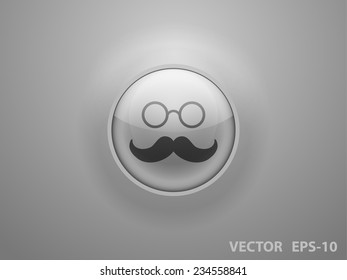 Flat long shadow Hipster retro style mustache and eyeglasses icon, vector illustration