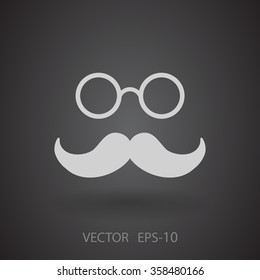 Sombra plana larga estilo Hipster bigote estilo retro y anteojos