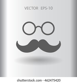 Sombra plana larga estilo Hipster bigote estilo retro y anteojos