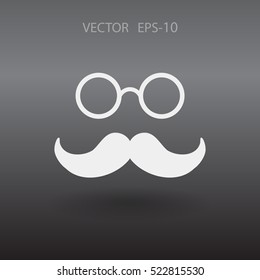 Sombra plana larga estilo Hipster bigote estilo retro y anteojos