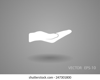 Flat long shadow Holding palm icon, vector illustration