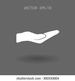 Flat long shadow Holding palm icon, vector illustration