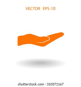 Flat long shadow Holding palm icon, vector illustration