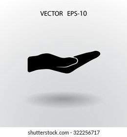 Flat long shadow Holding palm icon, vector illustration