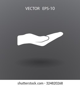 Flat long shadow Holding palm icon, vector illustration