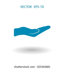Flat long shadow Holding palm icon, vector illustration