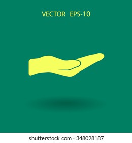 Flat long shadow Holding palm icon, vector illustration
