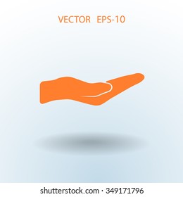 Flat long shadow Holding palm icon, vector illustration