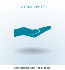 Flat long shadow Holding palm icon, vector illustration