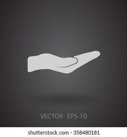 Flat long shadow Holding palm icon, vector illustration