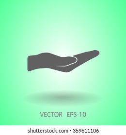 Flat long shadow Holding palm icon, vector illustration