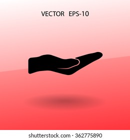 Sombra plana larga Icono de la palma de retención, ilustración vectorial