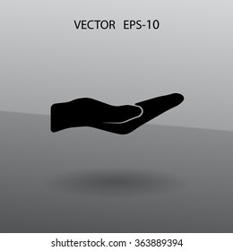 Flat long shadow Holding palm icon, vector illustration