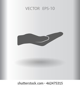 Flat long shadow Holding palm icon, vector illustration
