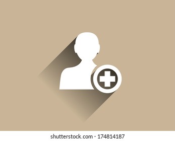 Flat long shadow icon of add friend icon