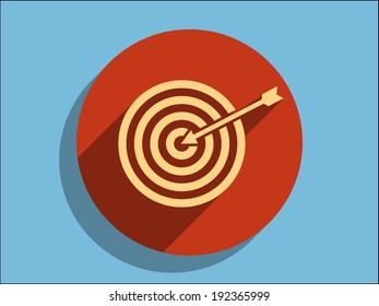 Flat long shadow icon of aim