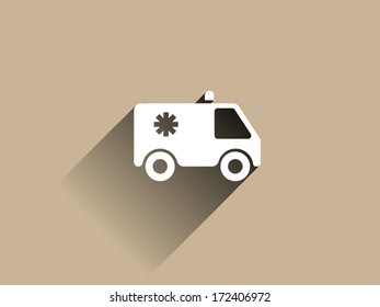 Flat long shadow icon of ambulance