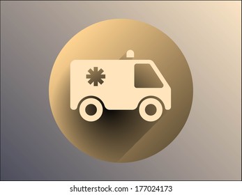 Flat long shadow icon of ambulance
