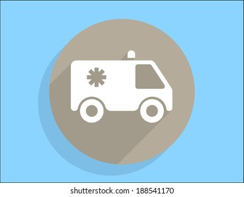 Flat long shadow icon of ambulance