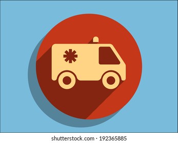Flat long shadow icon of ambulance