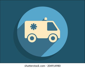 Flat long shadow icon of ambulance