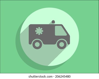 Flaches, langes Schattensymbol im Krankenwagen