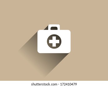 Flat long shadow icon of ambulanse